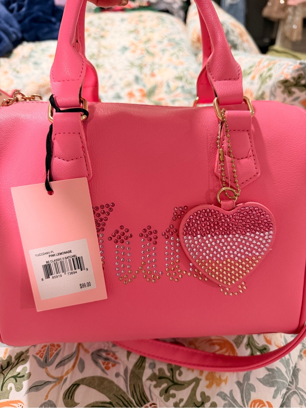 Pink Heart Accent Satchel - Unknown Brand juicy new purse